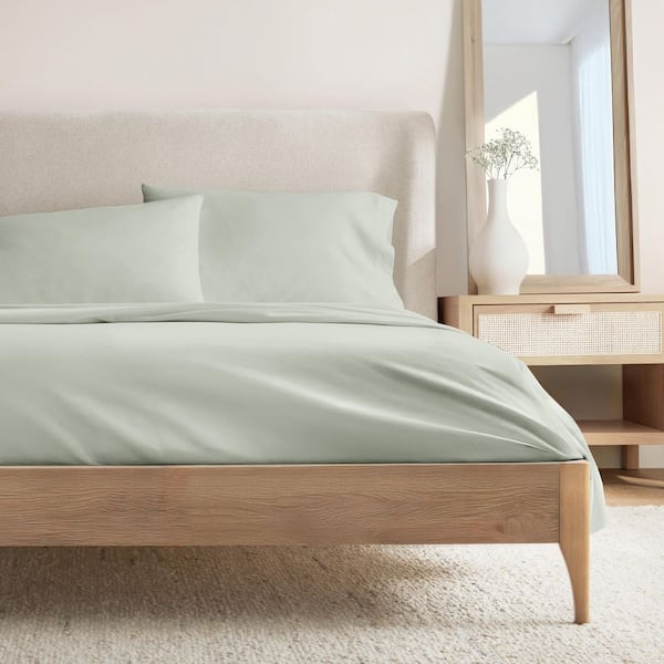 4-Piece 160TC Cotton King Sheet Set in Green Haze