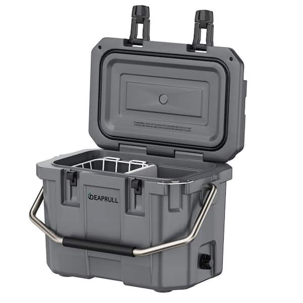Denjol Gray 60 qt. Portable Chest Cooler with Cup Holders, Nylon