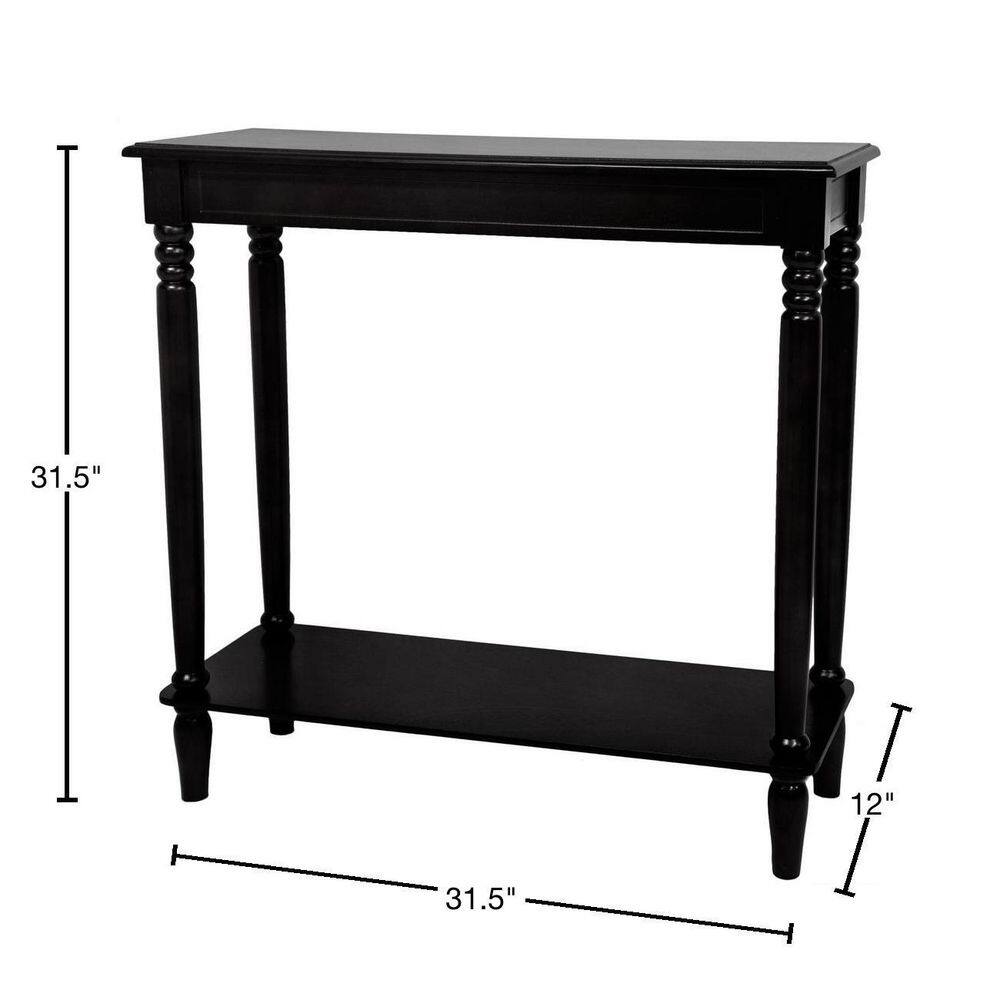 Adelphi Traditional Black Wood Console Table with Storage Shelf