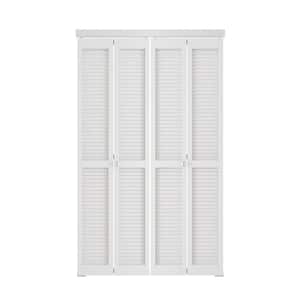 48 in x 80 in(Double 24"W Doors) Louver Bi-Fold Interior Door for Closet, MDF Wood &PVC White Bi-fold Door with Hardware