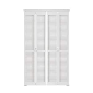 48 in. W. x 80 in. (Double 24 in. W. Doors) Solid Core, MDF Wood, White Louver Bi-fold Door Bi-fold Door with Hardware