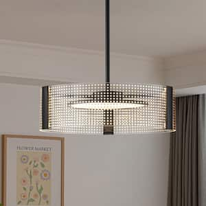 37-Watt 1-Light Black Modern Integrated LED Pendant Light with Acrylic Shade