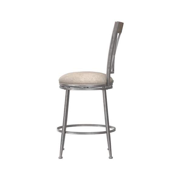 Stewart 26 in. Aged Pewter and Silver Swivel Indoor/Outdoor Counter Stool