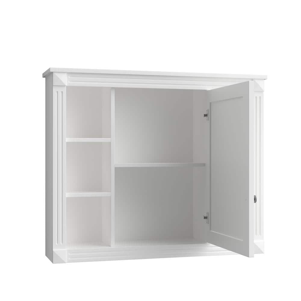 35 in. W x 28 in. H White Wood Framed Rectangular Wall Mount/Recessed Bathr