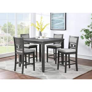 New Classic Furniture Gia 5-piece Wood Top Square Counter Set, Gray