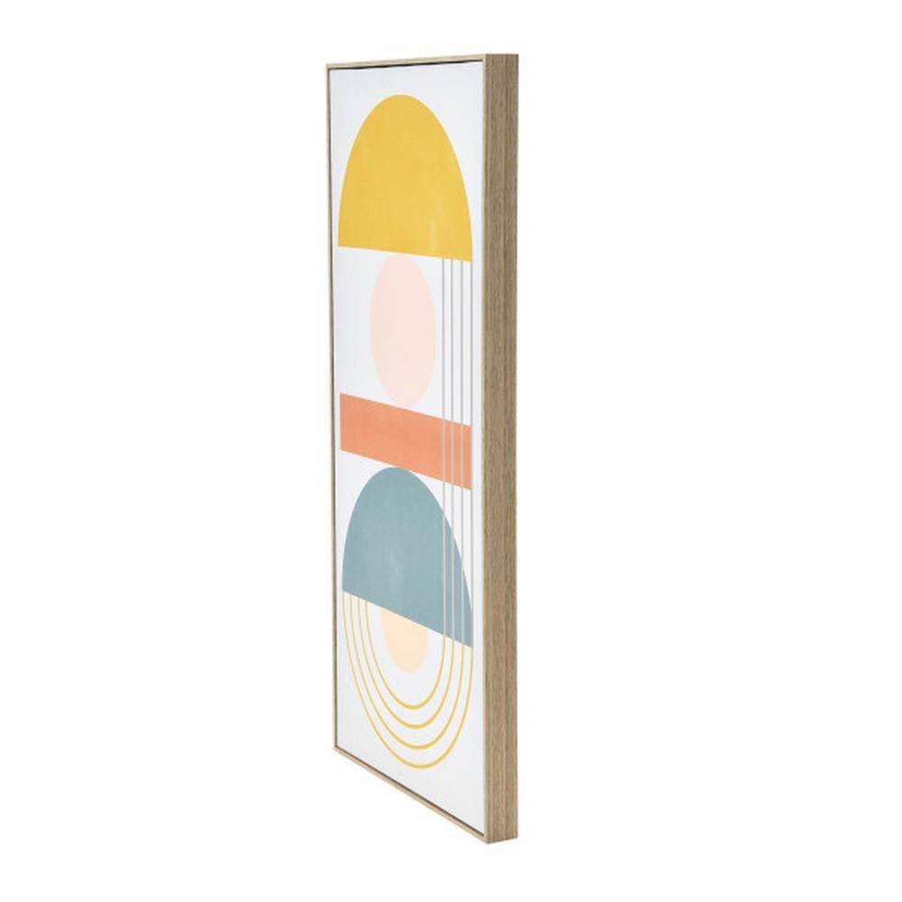 Modern Multicolor Abstract Canvas with Blonde Frame