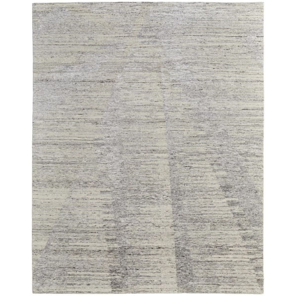 Gray  9 X 13 ft. Knotted Abstract Rectangle Indoor Area Rug