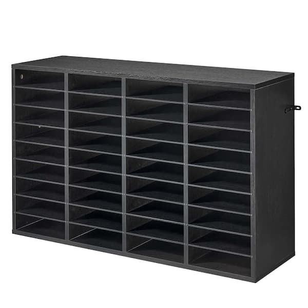 SKYSHALO 36-Compartment Literature Organizer with Shelves, Wooden