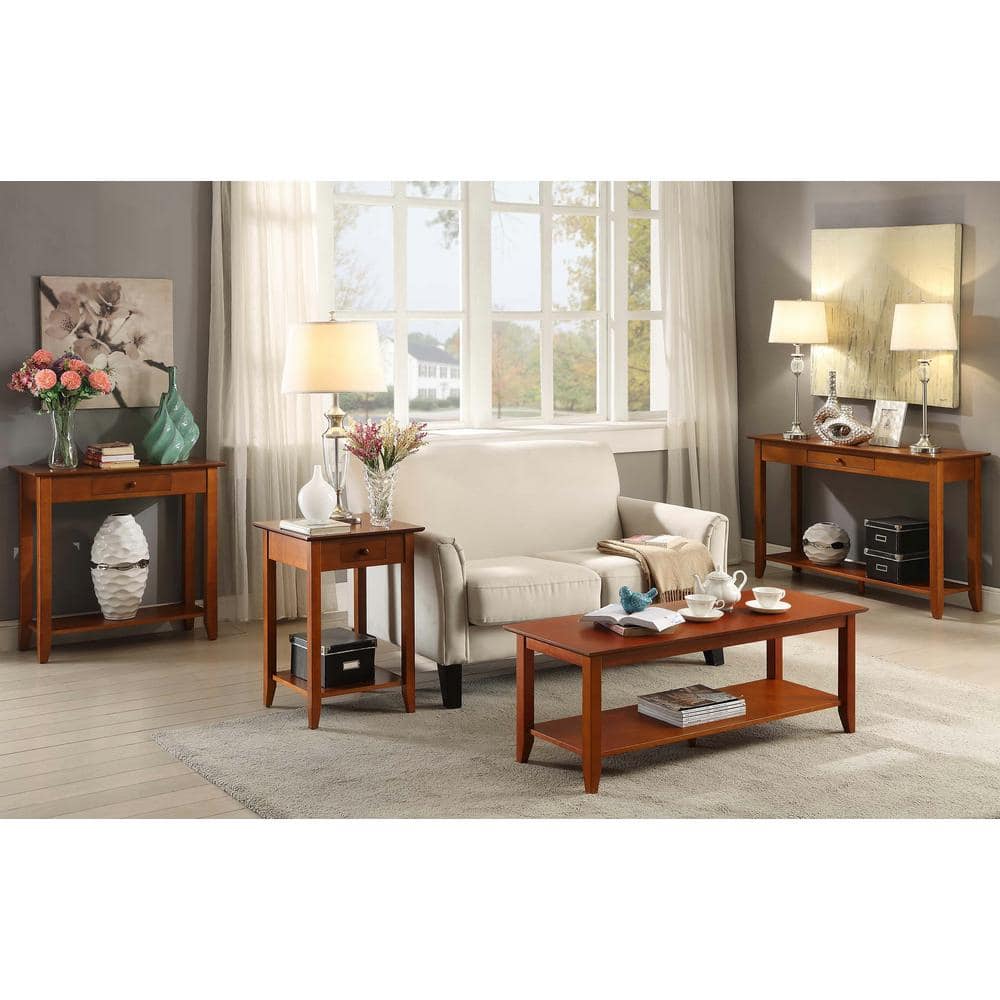 Classic American Cherry Wood Console Table with Storage Shelf