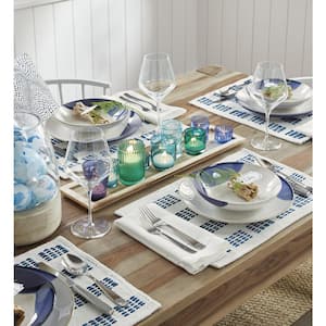 Caden 16-Piece Casual Blue and White Stoneware Dinnerware Set (Set for 4)