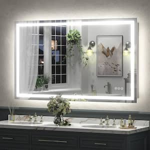 51 in. W x 30 in. H Rectangular Frameless Front and Back LED Lighted Anti-Fog Tempered Glass Wall Bathroom Vanity Mirror