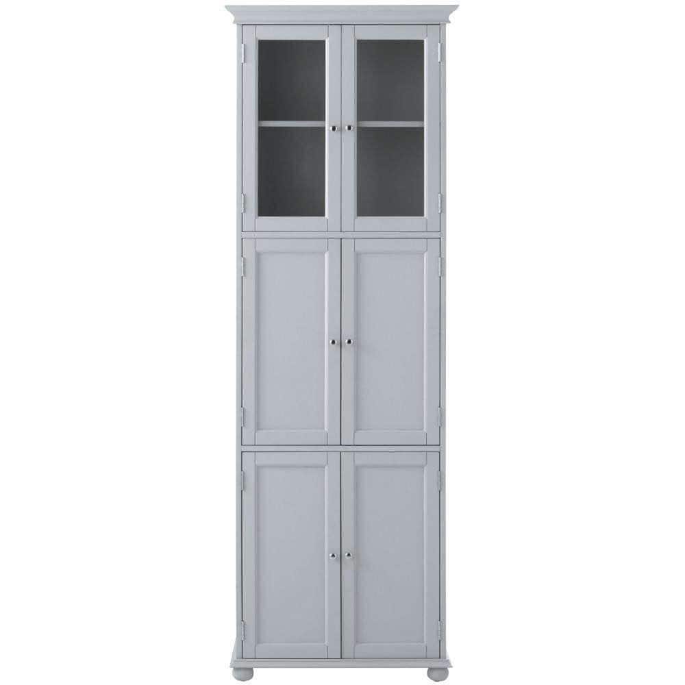 Hampton Harbor 25 in. W x 14 in. D x 72 in. H Gray Freestanding Linen Cabinet