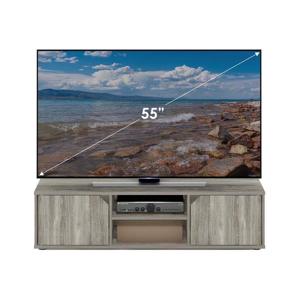 French Oak Modern TV Stand with Adjustable Shelves