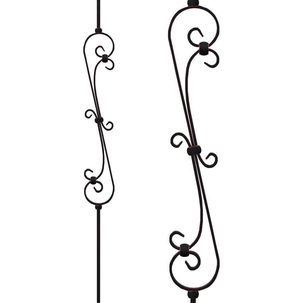Stair Parts 44 in. x 1/2 in. Oil Rubbed Bronze Double Feather Scroll Iron Baluster for Stair Remodel price history on PriceWatchPro