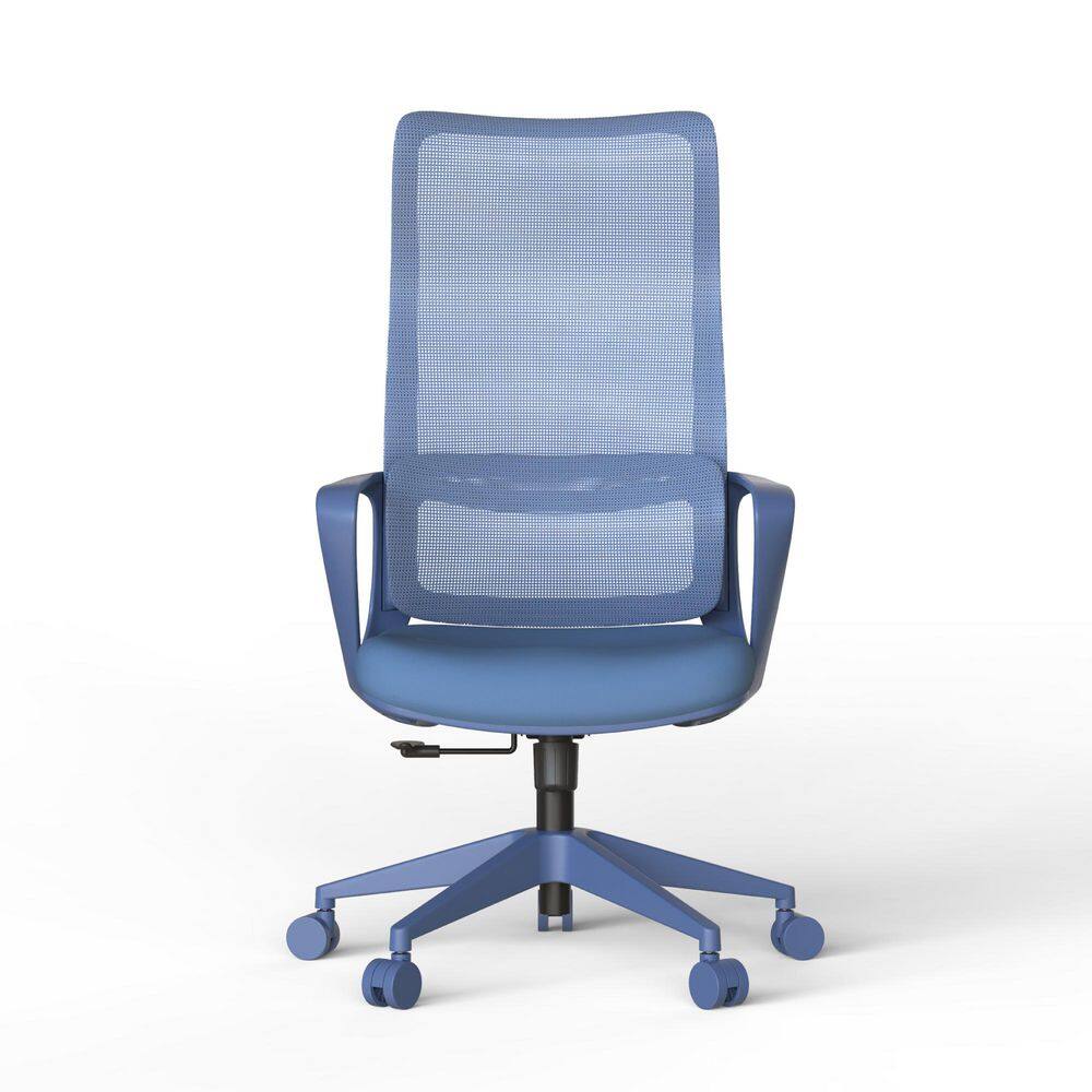 LUMA High Back Mesh Lumbar Support Ergonomic Task Chair in Blue with Arms