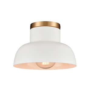 Spring 1-Light Matte White Modern/Contemporary Semi Flush Mount with Glass Shades