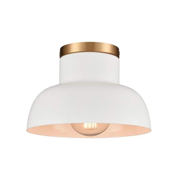 Titan Lighting Spring 1-Light Matte White Modern/Contemporary Semi Flush Mount with Glass Shades
