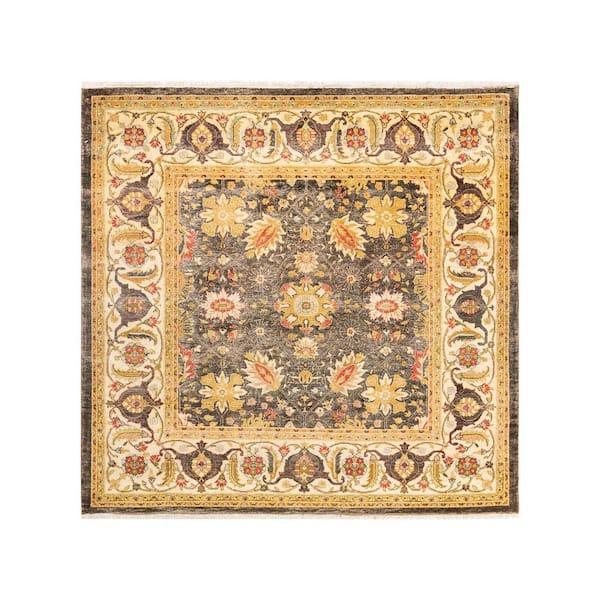 Solo Rugs Mogul One-of-a-Kind Traditional Green 4 ft. 1 in. x 4 ft. 4 in. Oriental Area Rug