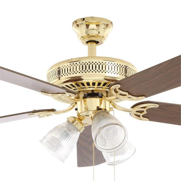 Hampton Bay Landmark Plus 52 in. Indoor Polished Brass Ceiling Fan