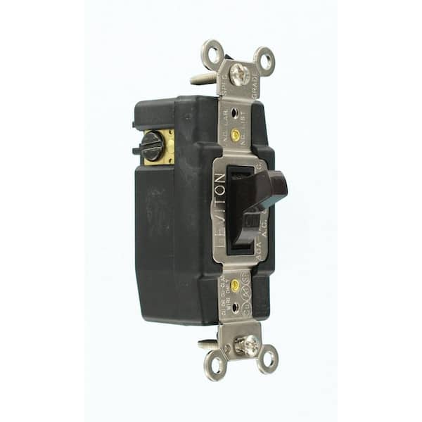 30 Amp Industrial Grade Heavy Duty Single-Pole Double-Throw Center-Off Maintained Contact Toggle Switch, Brown 1287
