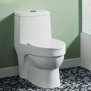 Virage 1-piece 1.1/1.6 GPF Touchless Retrofit Dual Flush Elongated Toilet in Glossy White, Seat Included