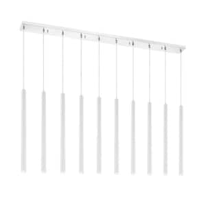 Forest 5-Watt 10-Light Integrated LED Chrome Shaded Chandelier with Matte White Steel Shade
