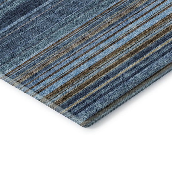 Mayfield Premium Machine Washable Abstract AMF979 Navy 2 ft. 3 in. x 7 ft. 6 in. Runner Rug