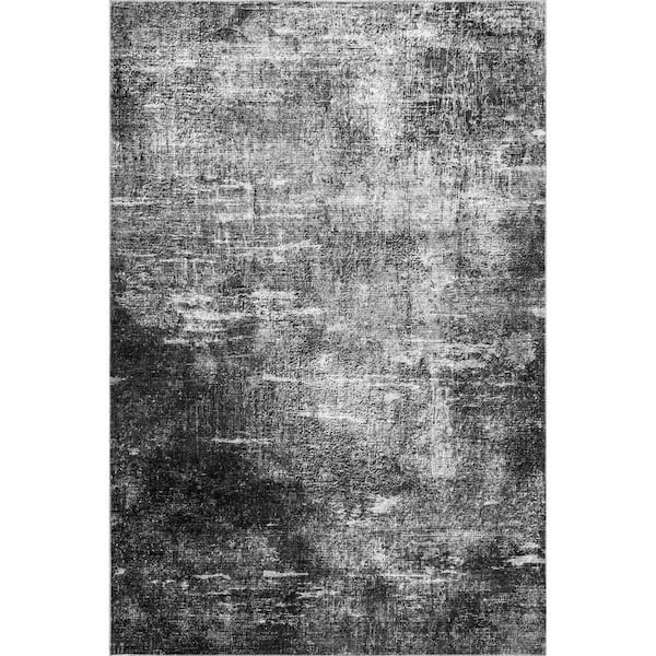 nuLOOM Corinna Modern Abstract Machine Washable Charcoal 5 ft. x 8 ft. Area Rug