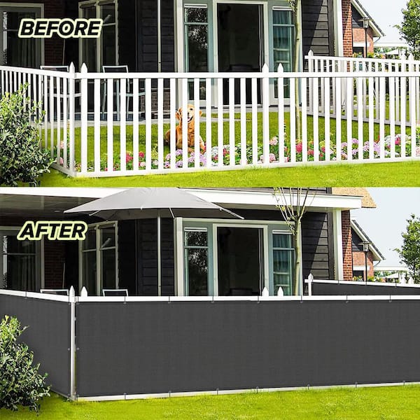 Angel Sar 3 x 10 ft. Charcoal Balcony Privacy Screen Fence Cover for Deck, Patio, Backyard, Outdoor Pool, Porch, Railing