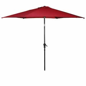 9 ft. Steel Market Tilt Patio Umbrella with Crank Outdoor Yard Garden in Burgundy