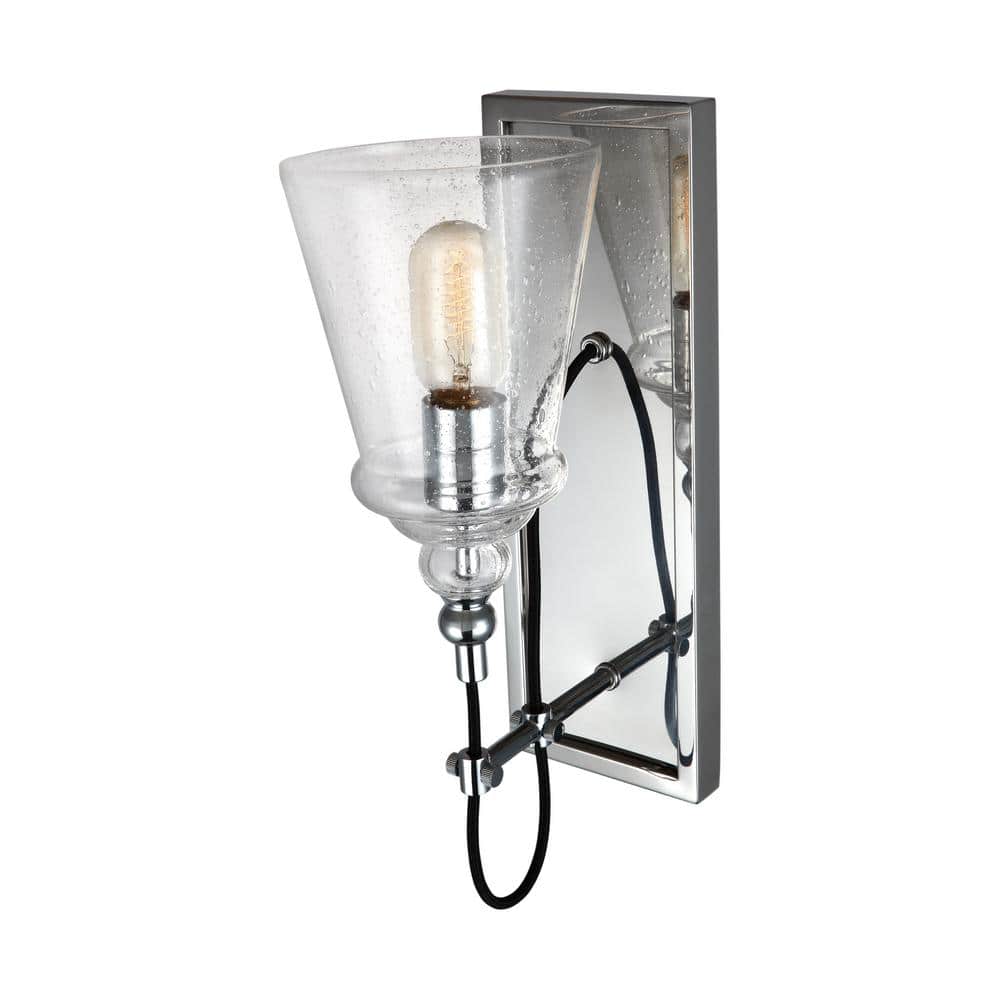Chrome Dimmable Clear Seeded Glass Wall Sconce