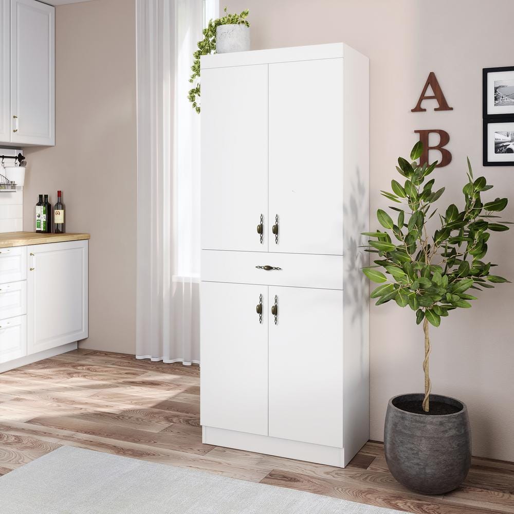 LIVING SKOG Monti White Food Pantry with Drawer Kitchen Storage