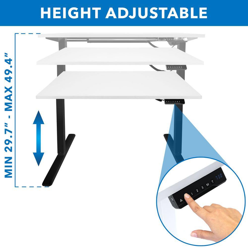 Black and White Adjustable Electric Sit-Stand Desk with Steel Frame