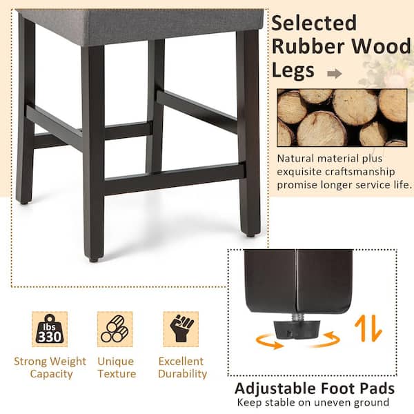 Costway 41 in. Grey High Back Wood Upholstered 25'' Bar