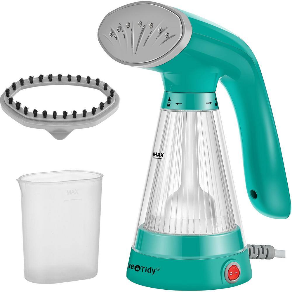 Teal Handheld Garment Steamer with Clear Ribbed Water Tank
