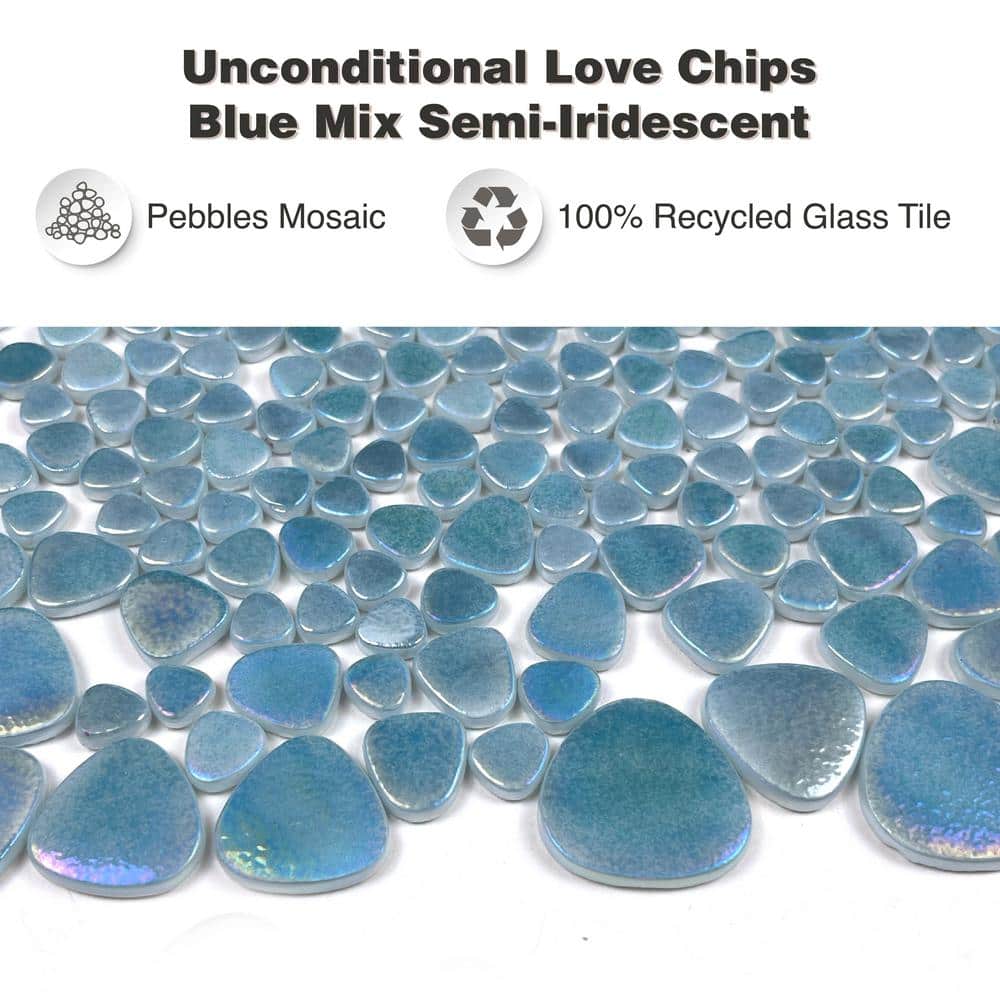 Glass Tile Love Purest 12 in. X 12 in. Pebble Glass Mosaic Tile (10.76 sq. ft./case) 1010457914, Ideal for Kitchen Tile, Backsplash Tile, Bathroom Tile, and Pool Tile