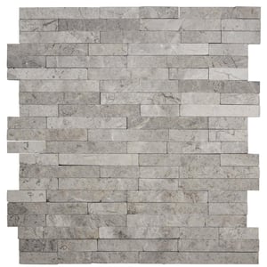 Fortress Split Face Grey 11.75 in. x 12 in. Interlocking Split Face Marble Mosaic Tile (9.79 sq. ft./Case)