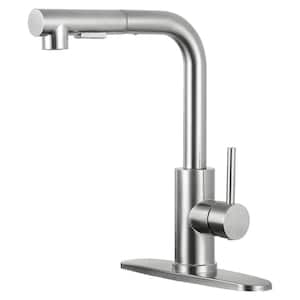 Single Handle Pull Down Sprayer Kitchen Faucet with 2-Spray in Brushed Nickel