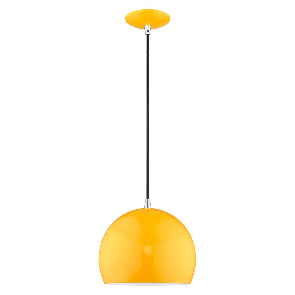 Sleek Curve Mini Pendant in Shiny Orange with White Interior