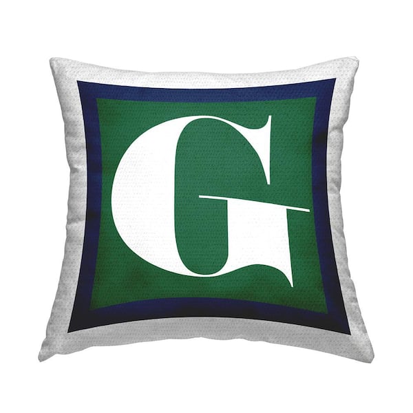 Stupell Industries Bold Green Letter G Square Outdoor Throw Pillow