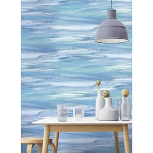 Sirius Brushstroke Lakeside And Mint Abstract Vinyl Peel & Stick Wallpaper Roll (Covers 30.75 Sq. Ft.)