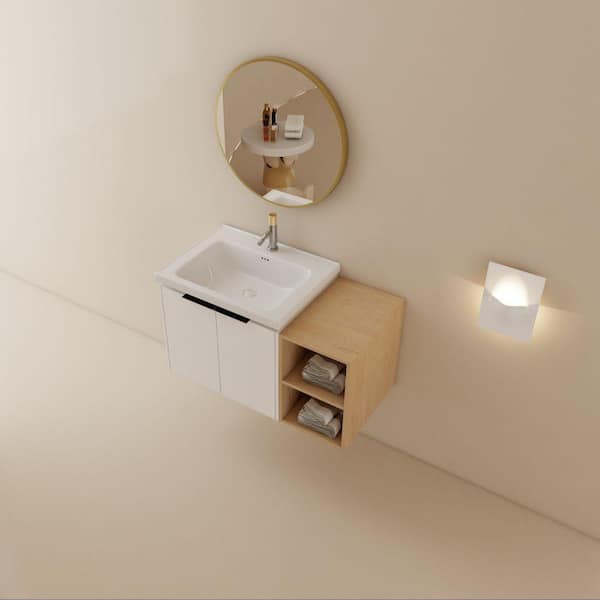 Xspracer Victoria 36 in. W x 19 in. D x 21 in. H Floating Modern Design Single Sink Bath Vanity with Top and Cabinet in White