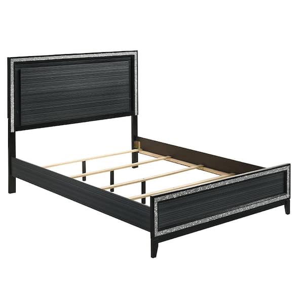Acme Furniture Haiden LED & Weathered Black Finish King Panel Headboard Bed