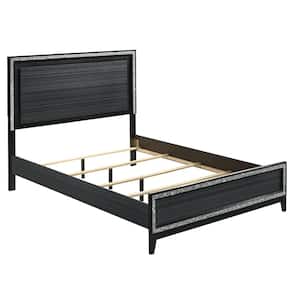 Haiden LED & Weathered Black Finish Queen Panel Headboard Bed