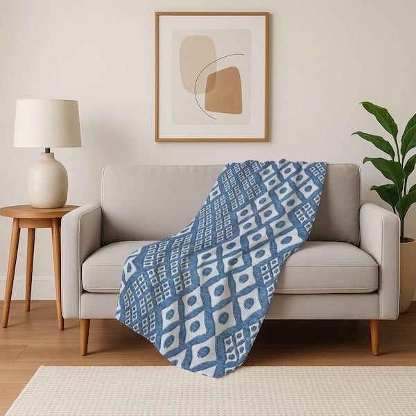 Premium Machine Washable ASB866 Denim 50 in. x 70 in. Sherpa Throw Blanket