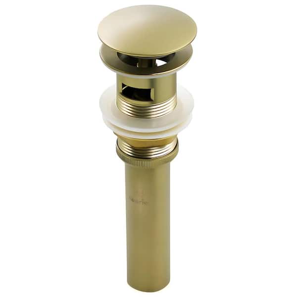Novatto Single Bathroom Vanity Sink Pop Up Drain with Overflow in Satin Brass