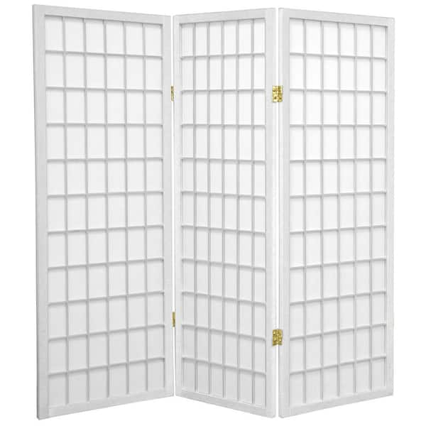 Oriental Furniture 4 ft. Short Window Pane Shoji Screen - White - 3 ...