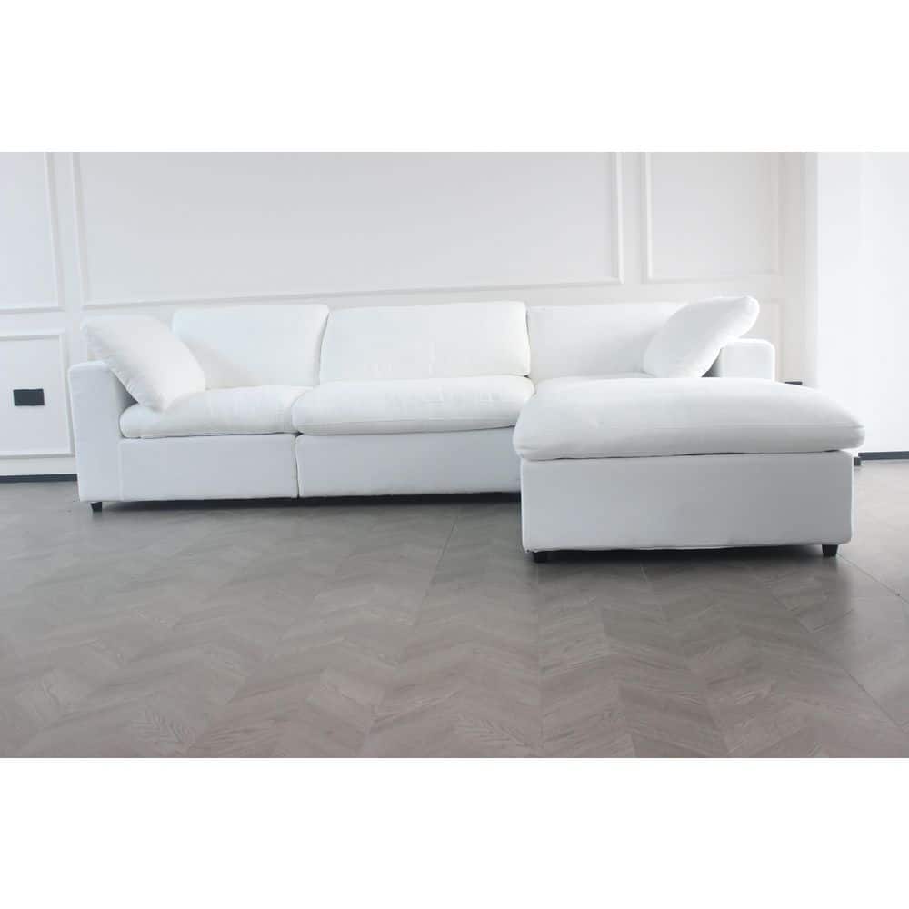 120 in. Square Arm Fabric L-Shaped Removable Covers Sectional Sofa 4-Seater