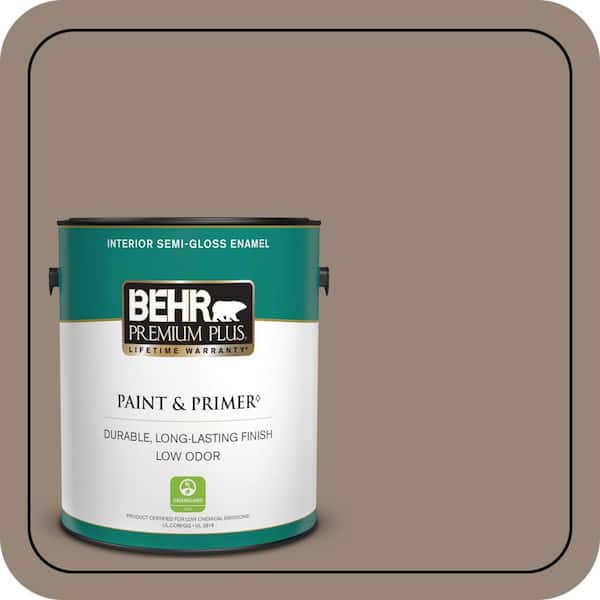 BEHR PREMIUM PLUS 1 gal. #PPU5-06A Light Truffle Semi-Gloss Enamel Low Odor Interior Paint & Primer