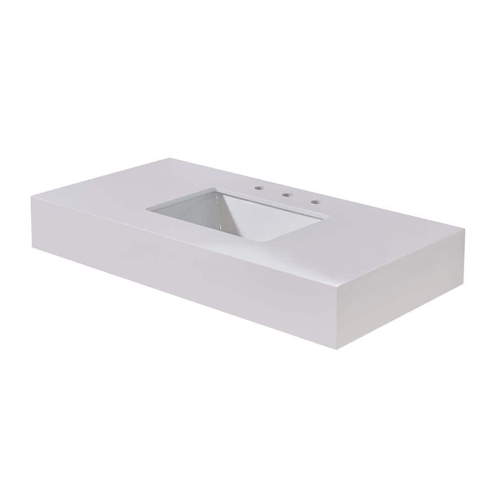 42" Snow White Ceramic Single Bathroom Vanity Top with Sink